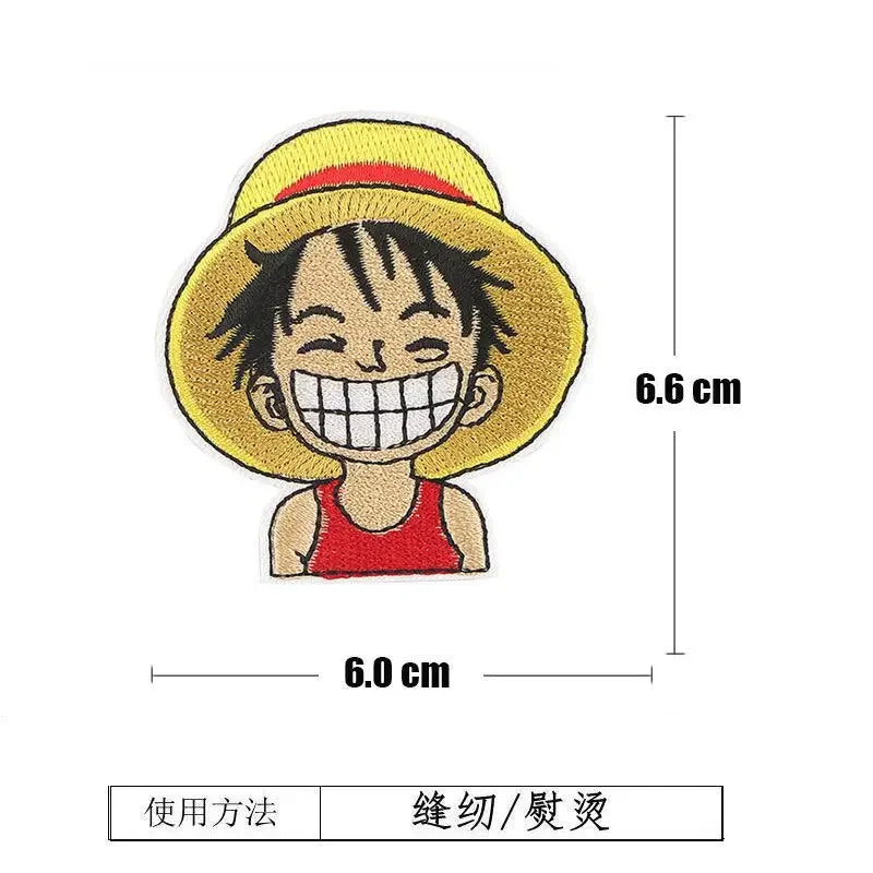 One Piece Luffy Animation Character Embroidery Ironing Cloth Sticker Fashion Clothes DIY Hole Patch Cloth Sticker