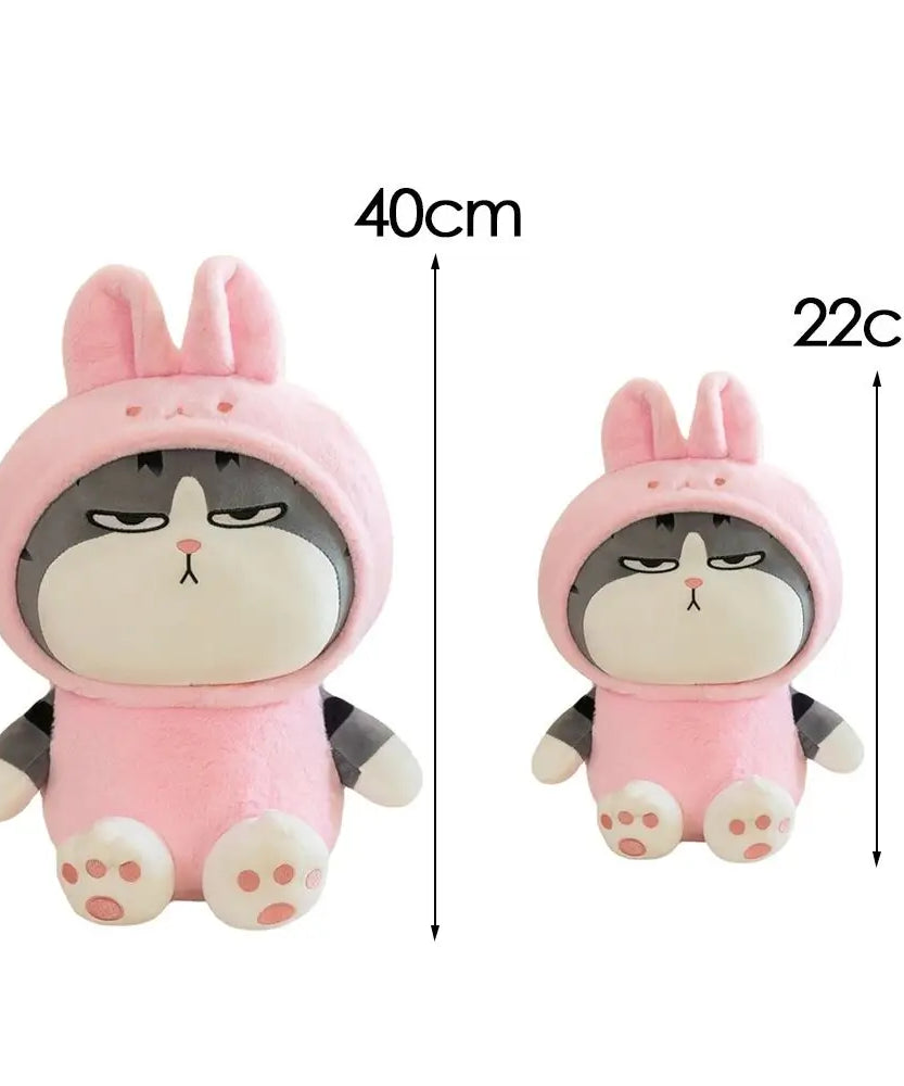 22/40cm Tabby Cat Doll Plush Toy Small Hooded Dressed Panda Frog Bunny Plushie Peluche Cosplay Animal Kids