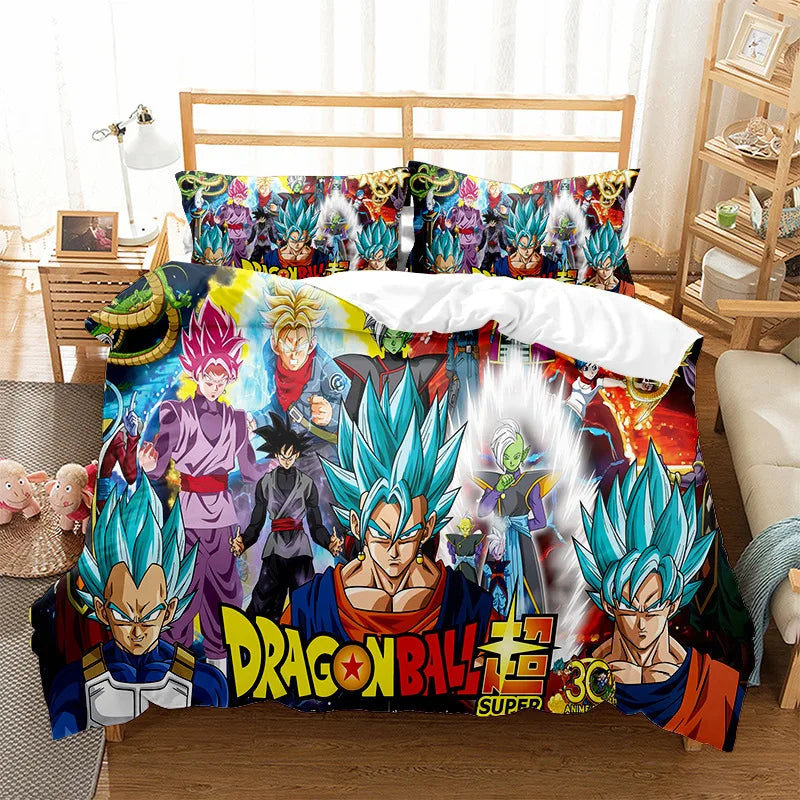 Anime Dragon Ball Duvet Comforter Quilt Cover Set Super Saiyan Bedding Set Anime Car Bed Bedroom Home Children Bedroom Gifts