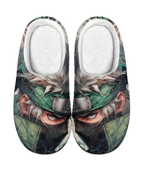 Anime Naruto Men Slippers Winter Warm Cotton Slippers Male Flats Soft Non-slip Slides Household Indoor Slippers Plus Size Gift