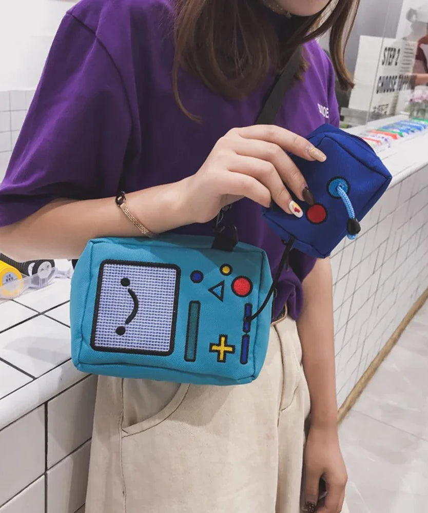 Anime Adventure Time BMO Small Bags for Women Phone Purse Female Canvas Game Machine Shoulder Bag Funny Crossbody Bag