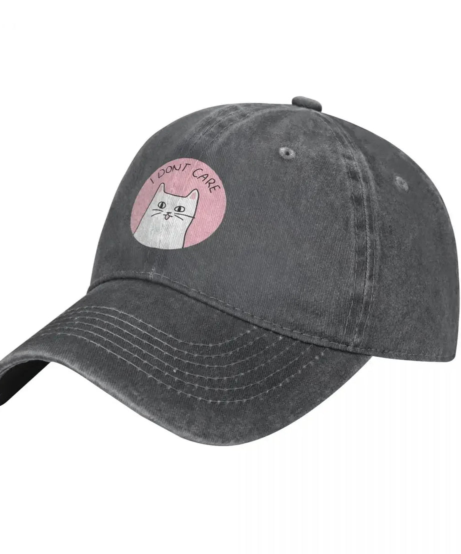 Baseball Caps Hats I Don't Care Cat Dad Hat For Man Peaked Cap Sun anime Shade
