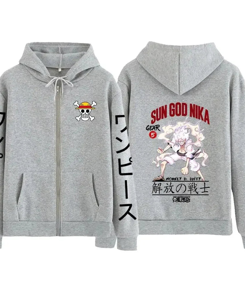 Anime Hooded Jacket One Piece Luffy Men Women Zip Up Sweatshirt Autumn Winter Fashion Graphic Print Streetwear Casual y2k Tops