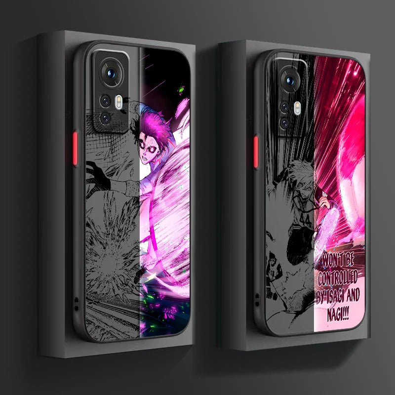 Blue Lock Frosted Anime Case – Cool Translucent Back Cover for Xiaomi Mi Series