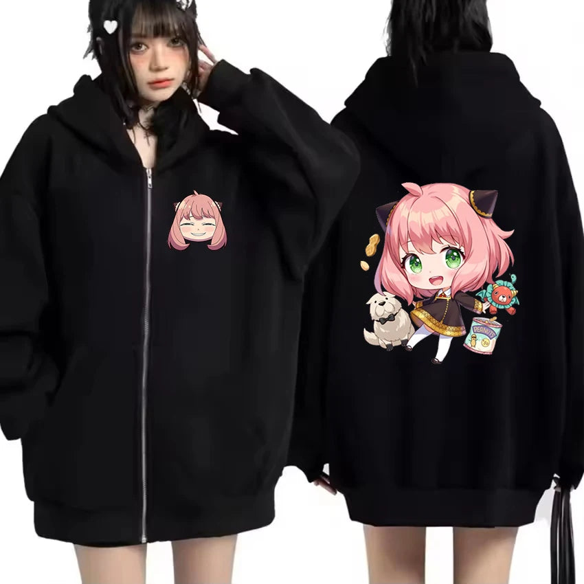 Spy x Family Forger Family Graphic Zip-Up Hoodie Harajuku Streetwear 5