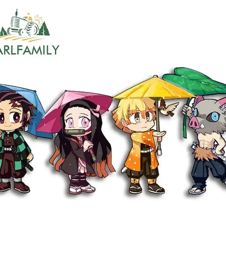 EARLFAMILY 13cm X 3.8cm Anime Running Chibi Car Stickers Trunk Windows Cartoon Decal Personality Kamado Nezuko Car Accessories