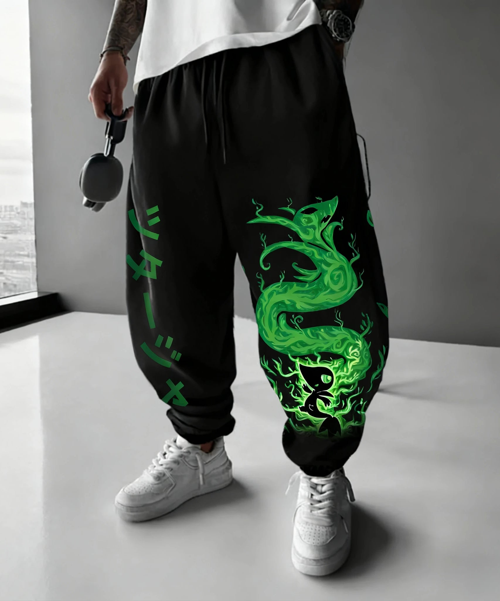 Pokémon Anime Printed Men's Sweetpants  Autumn/Winter New Style American Street Hip Hop Large Loose Casual Cotton Pants