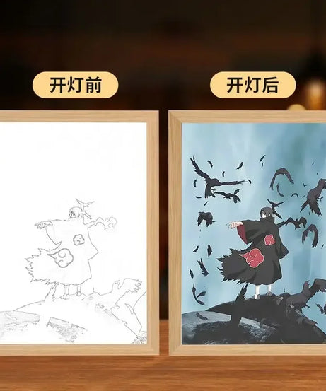 Naruto light painting Kakashi Sasuke Uchiha Madara anime bed head light bedroom creative personality night light holiday gift