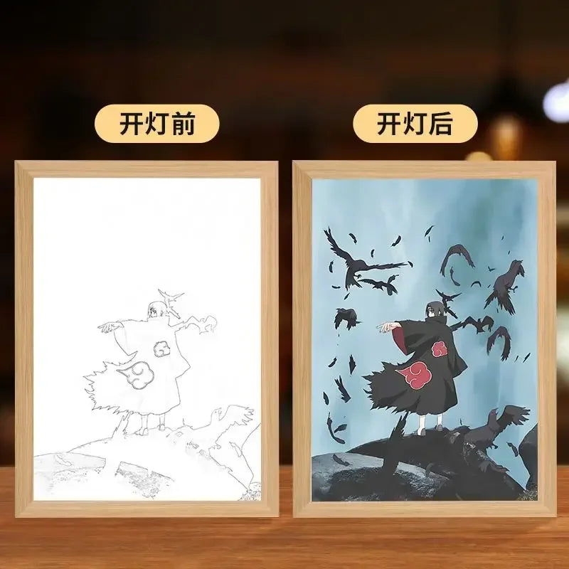 Naruto light painting Kakashi Sasuke Uchiha Madara anime bed head light bedroom creative personality night light holiday gift