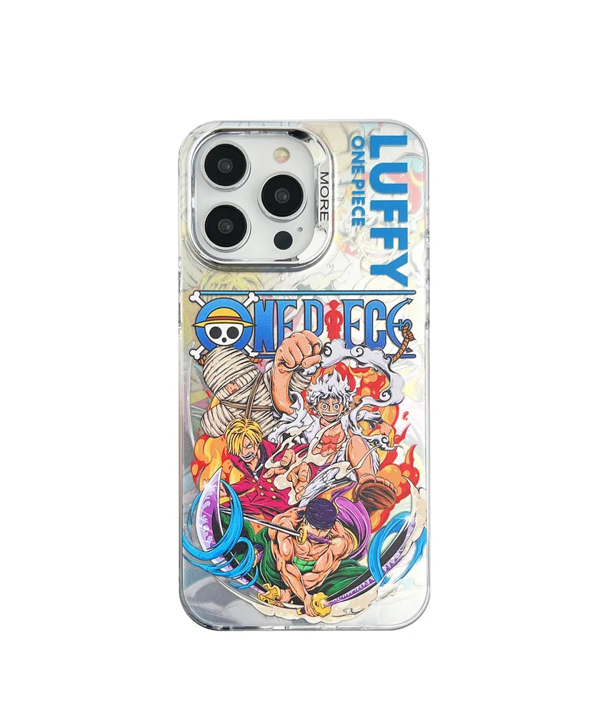 One Piece Case For iPhone 16 15 14 13 17 Pro Max Luffy Zoro electroplated Camera Protect Cover