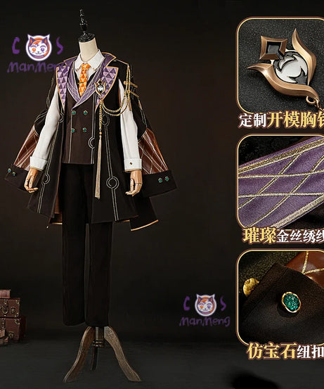 Aventurine Cosplay Costume Ten Stonehearts Uniform Honkai Star Rail  Hat Earrings Halloween Party for Women Men Props ManMeng