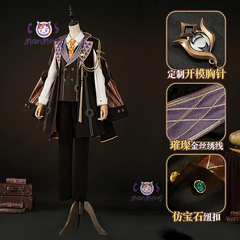 Aventurine Cosplay Costume Ten Stonehearts Uniform Honkai Star Rail  Hat Earrings Halloween Party for Women Men Props ManMeng