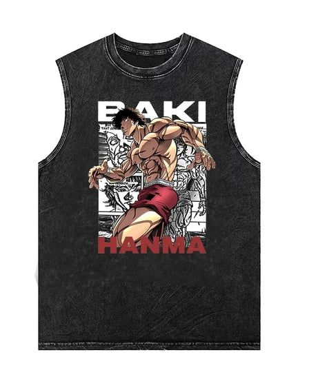 Anime Graphic Tank Tops Man Sleeveless Shirt Vintage Washed Vest  Summer Y2k Clothes Casual T Shirt Harajuku Streetwear