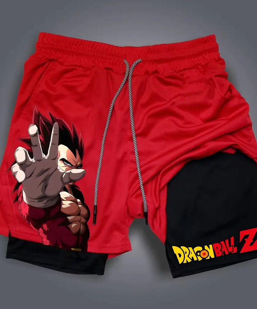Dragon Ball Anime Men's Shorts Double Layer 2-in-1 Shorts Graphic Print Streetwear Summer Autumn Fitness Running Sports Pants