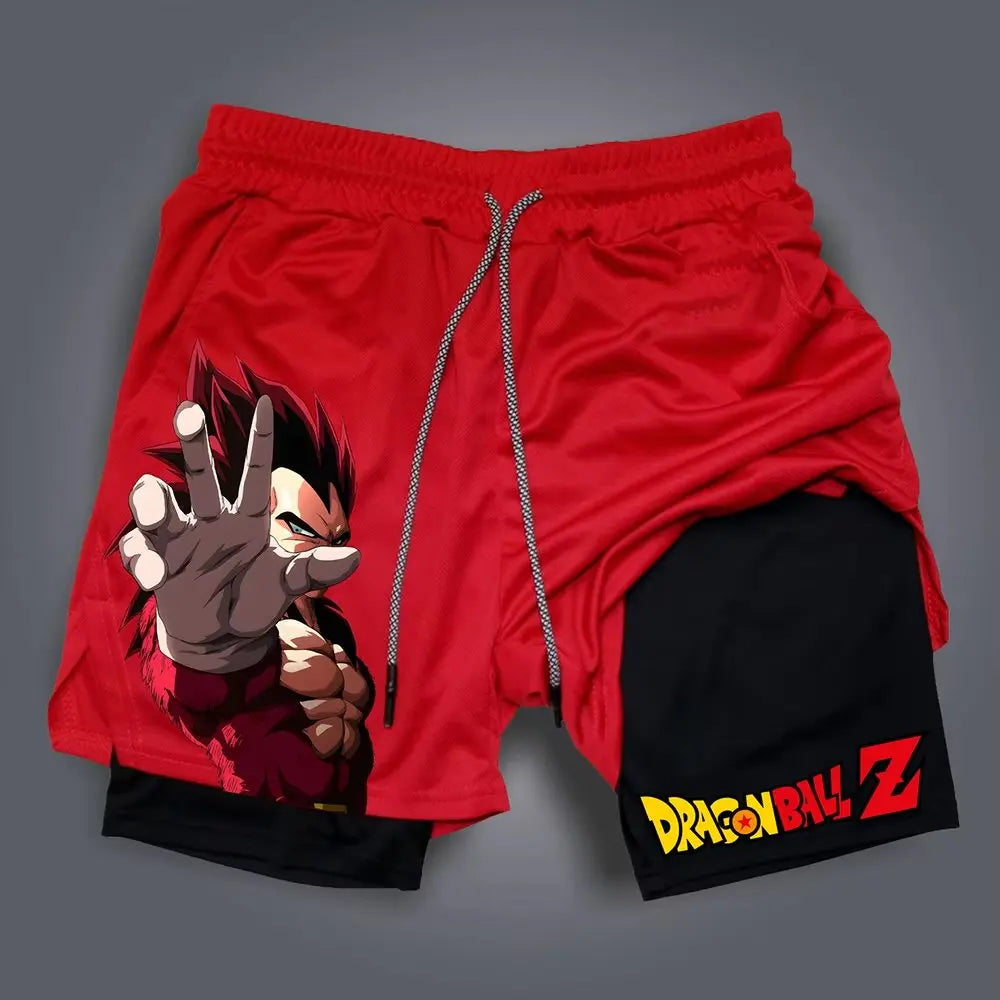 Dragon Ball Anime Men's Shorts Double Layer 2-in-1 Shorts Graphic Print Streetwear Summer Autumn Fitness Running Sports Pants