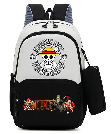 One Piece Luffy Zoro Backpack Kits Boy Student Usopp Chopper Anime Knapsack with Pencilcase Rucksack High-capacity Schoolbag