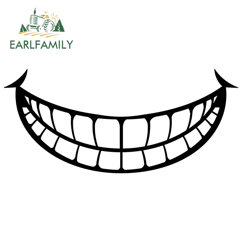 EARLFAMILY 13cm For Scary Devil Tooth Helmet Car Stickers RV JDM Motorcycle Decal Waterproof Camper Van Funny Car Accessories