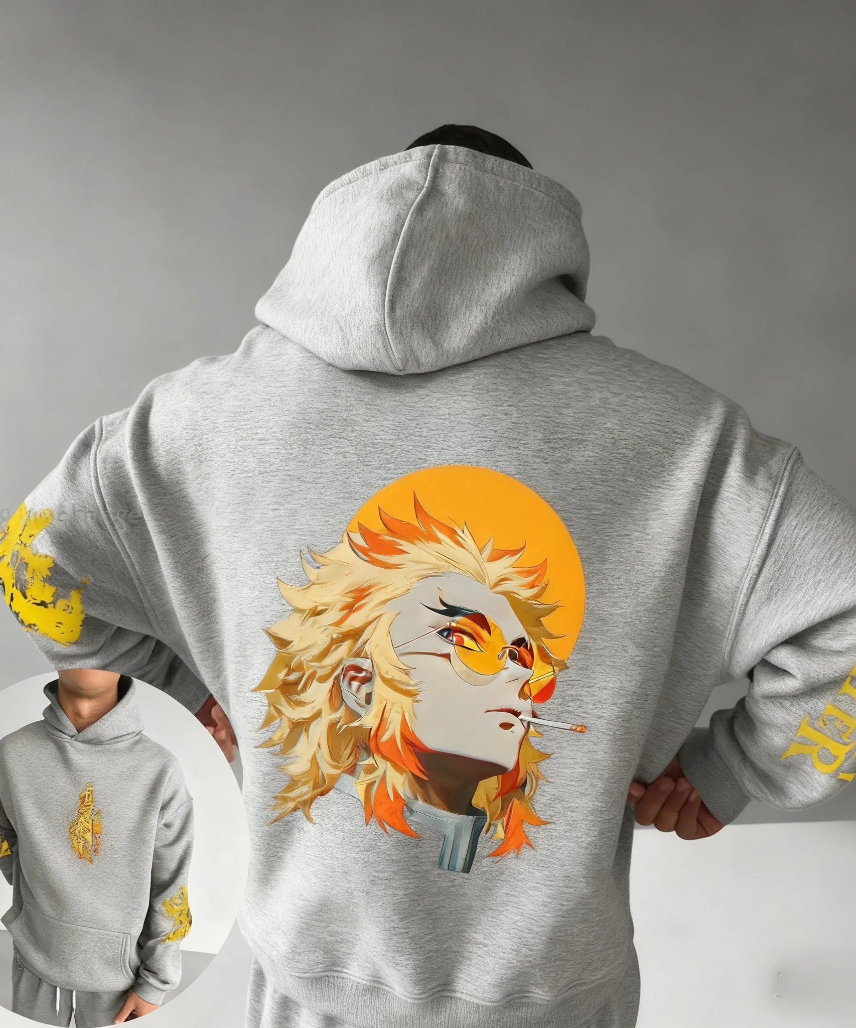 Demon Slayer Anime Autumn/Winter Men's New Rengoku Kyoujurou Printed Loose Casual Harajuku Parent Child Sweater Top