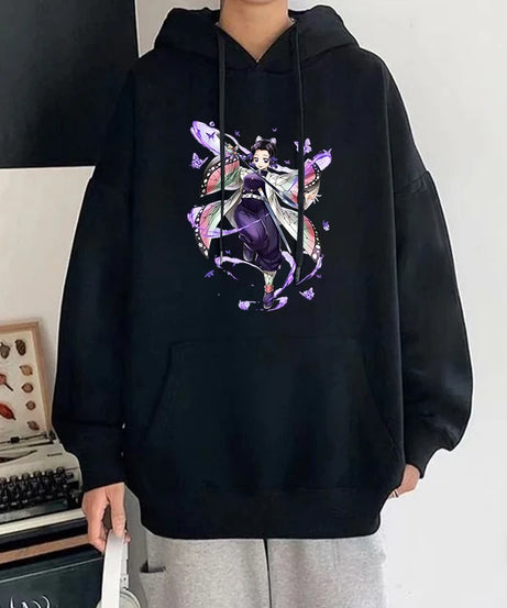 New Fashion Unisex Hoodies Anime Kochou Shinobu Printed Hooded Women Men Harajuku Streetwear Sweatshirt Casual Pullover Tops