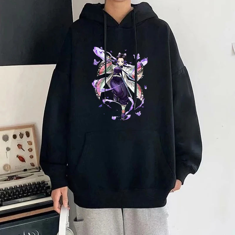 New Fashion Unisex Hoodies Anime Kochou Shinobu Printed Hooded Women Men Harajuku Streetwear Sweatshirt Casual Pullover Tops