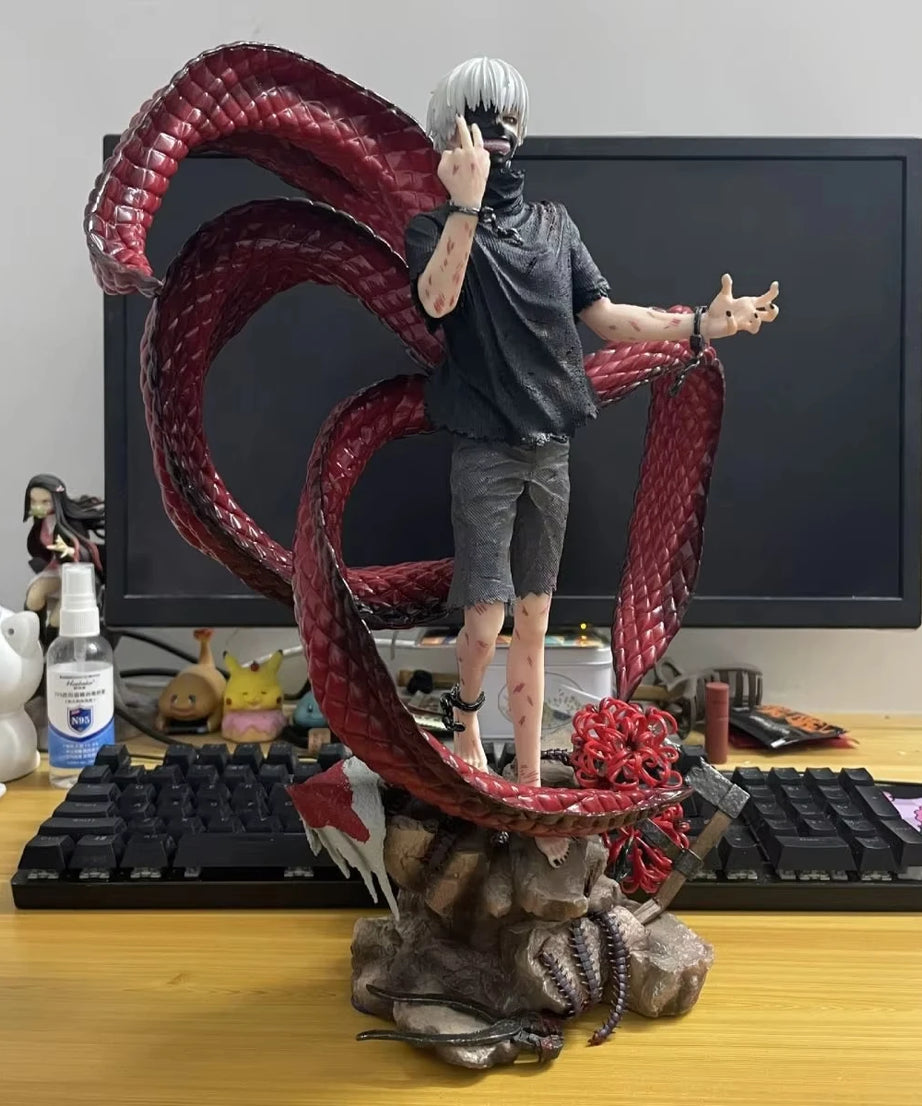 Tokyo Ghoul Figurine Kaneki Ken Action Figure 39cm Pvc Gk Statue Model Changeable Head Ornament Collection Desk Decoration Gifts