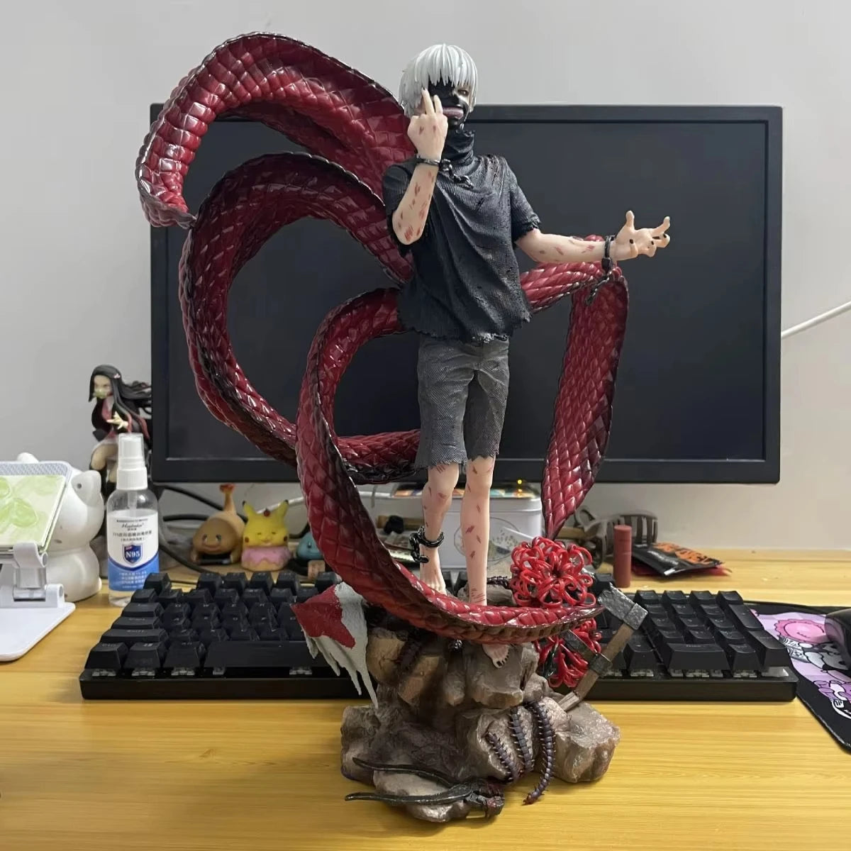 Tokyo Ghoul Figurine Kaneki Ken Action Figure 39cm Pvc Gk Statue Model Changeable Head Ornament Collection Desk Decoration Gifts