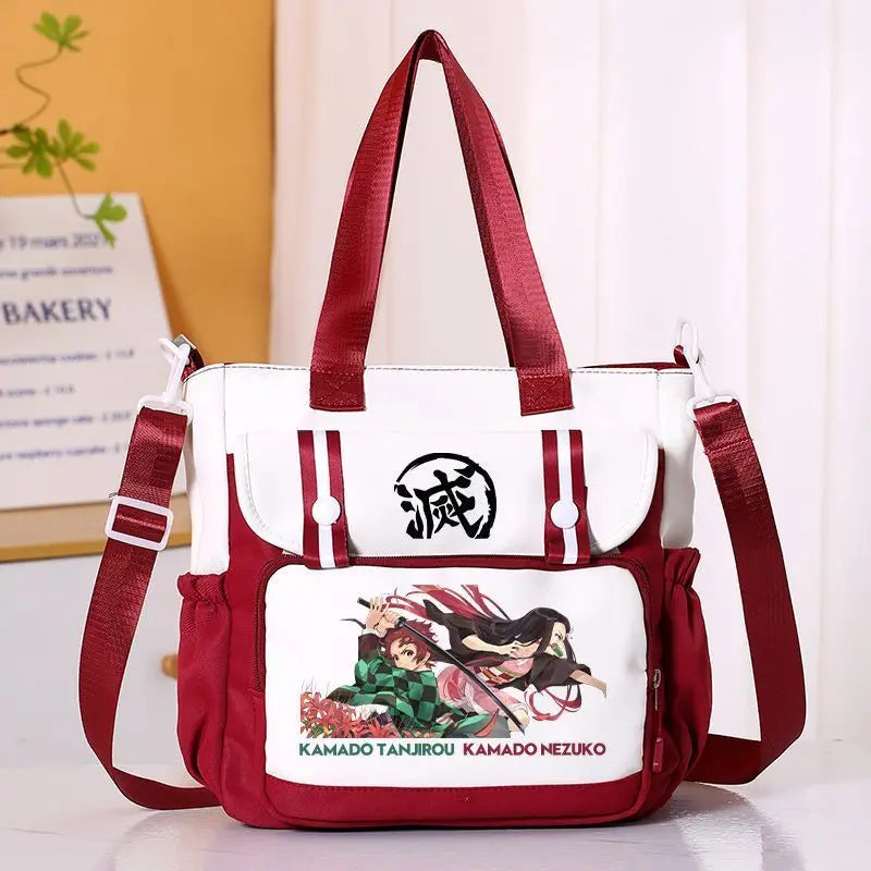 Anime Demon Slayer Kamado Tanjirou New Shoulderbag Men Women Crossbody Bags Student Fashion Large Capacity Handbag Holiday Gifts