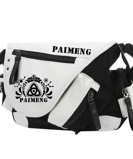 Genshin Impact Anime Canvas Casual Zipper Shoulder Bag Crossbody Bag Schoolbags Large Capacity Bag Men's Shoulder Messenger Gift