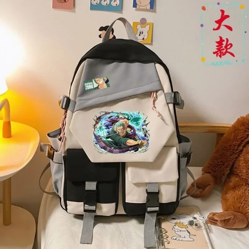 anime One Piece Luffy Zoro anime backpack large capacity student school bag male campus Korean version backpack birthday gift