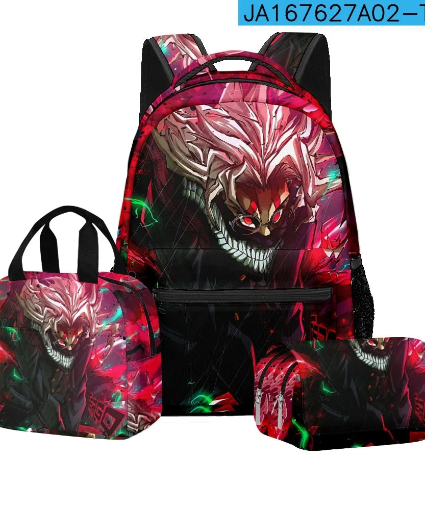 Luxury Popular Novelty DANDADAN 3D Printed 3pcs/Set student School Bags Travel Notebook Backpack Lunch bag Pencil Case