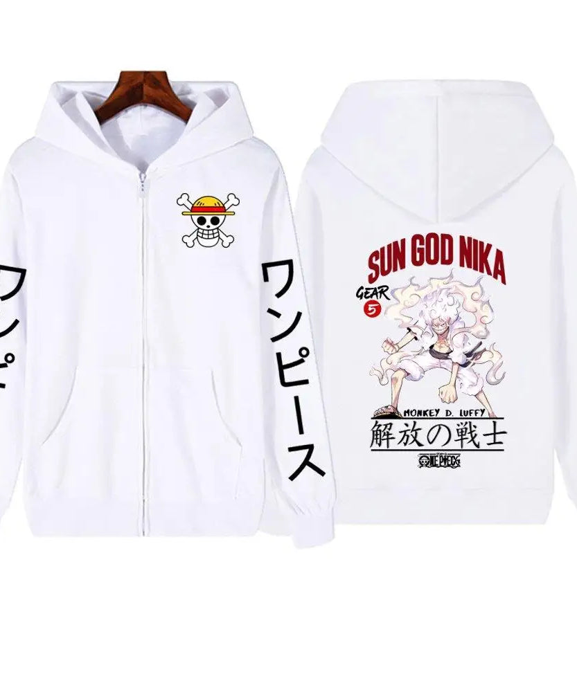 Anime Hooded Jacket One Piece Luffy Men Women Zip Up Sweatshirt Autumn Winter Fashion Graphic Print Streetwear Casual y2k Tops