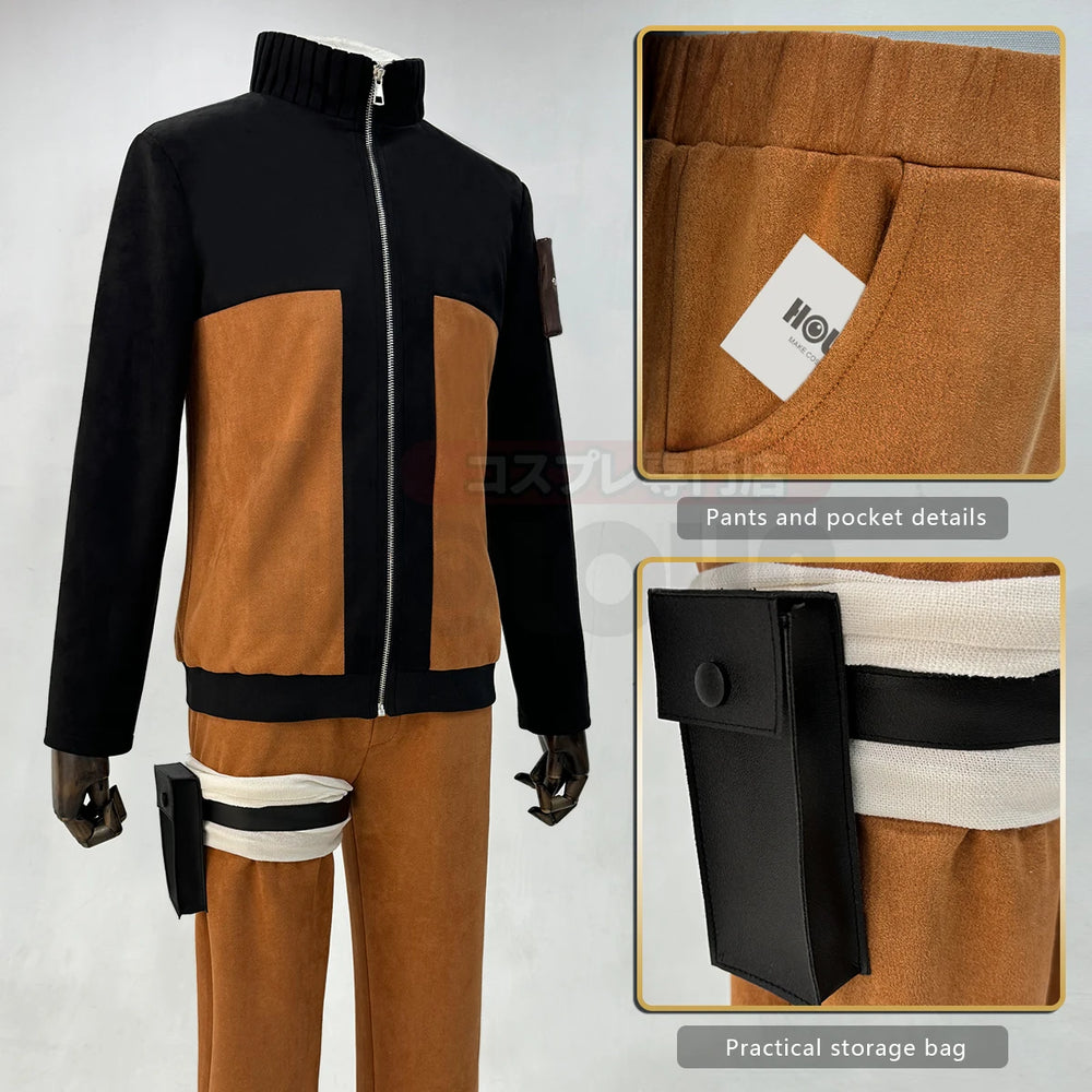 Anime Uzumaki Cosplay Costume – Adult Version Top, Pants & Headband Set 2
