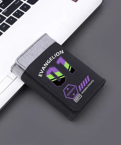 Evangelion Wallet EVA Unit Zero Anime Peripheral 2D Folding Wallet Large Capacity Card Holder Portable Short Coin Purse