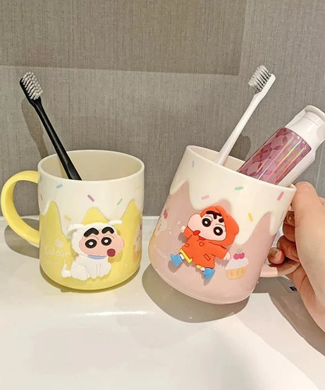 400ml Crayon Shinchans Cute Children Toothbrush Cup Anime Home Bathroom Toothpaste Holder Colorful Toothbrush Tools Storage Cup