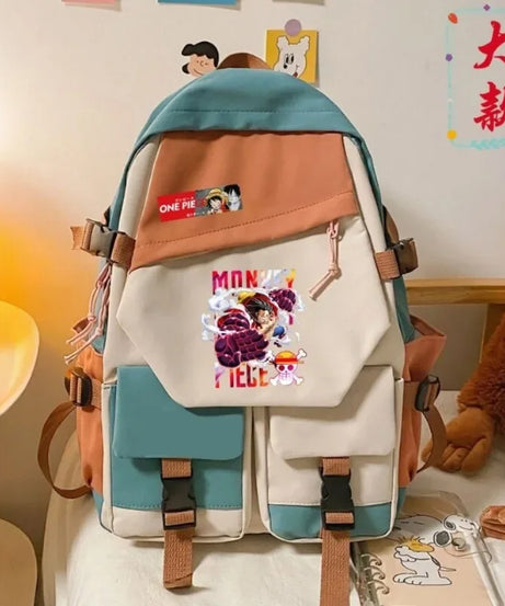 anime One Piece Luffy Zoro anime backpack large capacity student school bag male campus Korean version backpack birthday gift