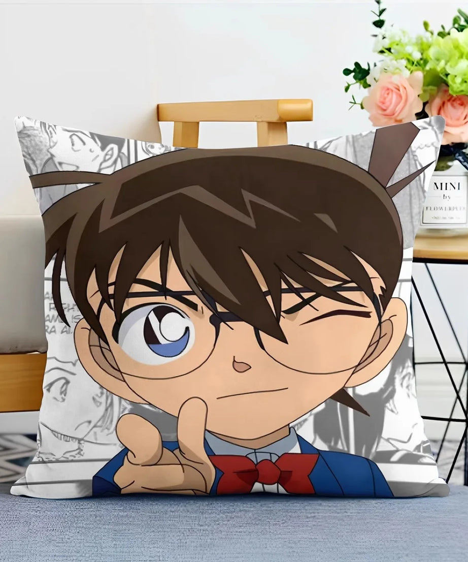 Detective Conan Pillowcase – Soft Anime Cushion Cover with Zipper for Sofa & Bedroom Decor