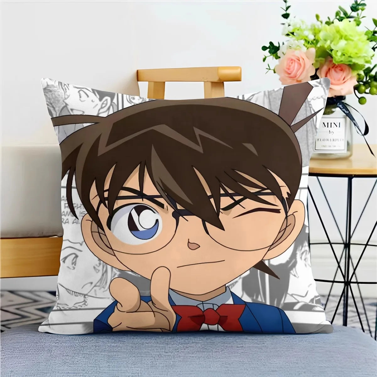 Detective Conan Pillowcase – Soft Anime Cushion Cover with Zipper for Sofa & Bedroom Decor