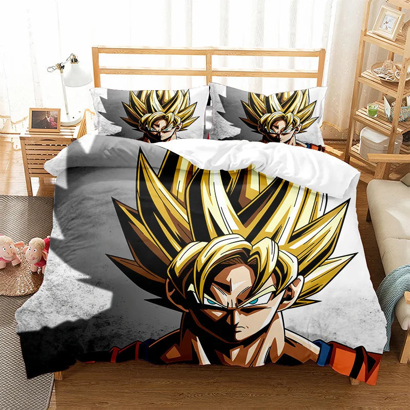 Anime Dragon Ball Duvet Comforter Quilt Cover Set Super Saiyan Bedding Set Anime Car Bed Bedroom Home Children Bedroom Gifts