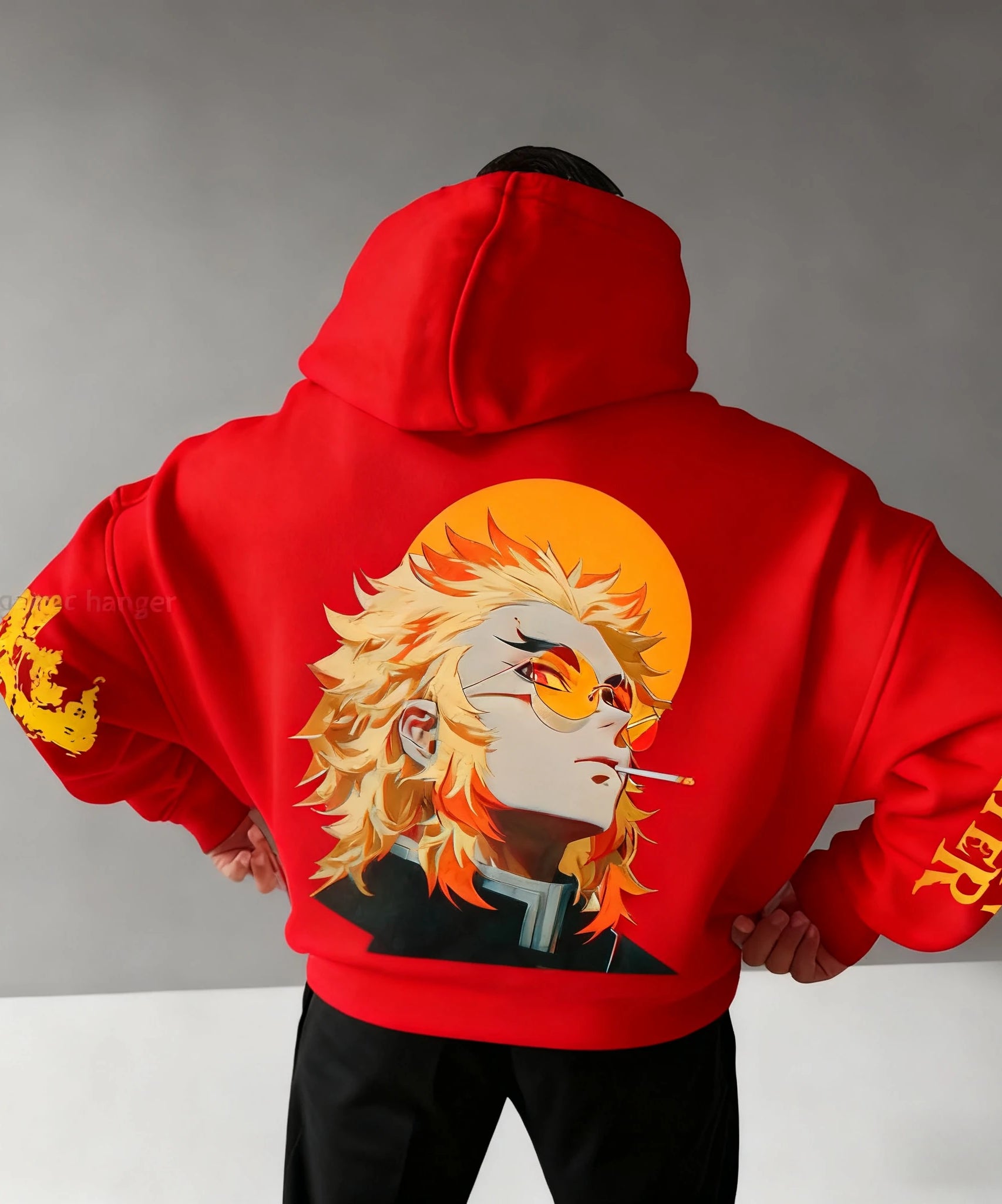 Demon Slayer Anime Autumn/Winter Men's New Rengoku Kyoujurou Printed Loose Casual Harajuku Parent Child Sweater Top