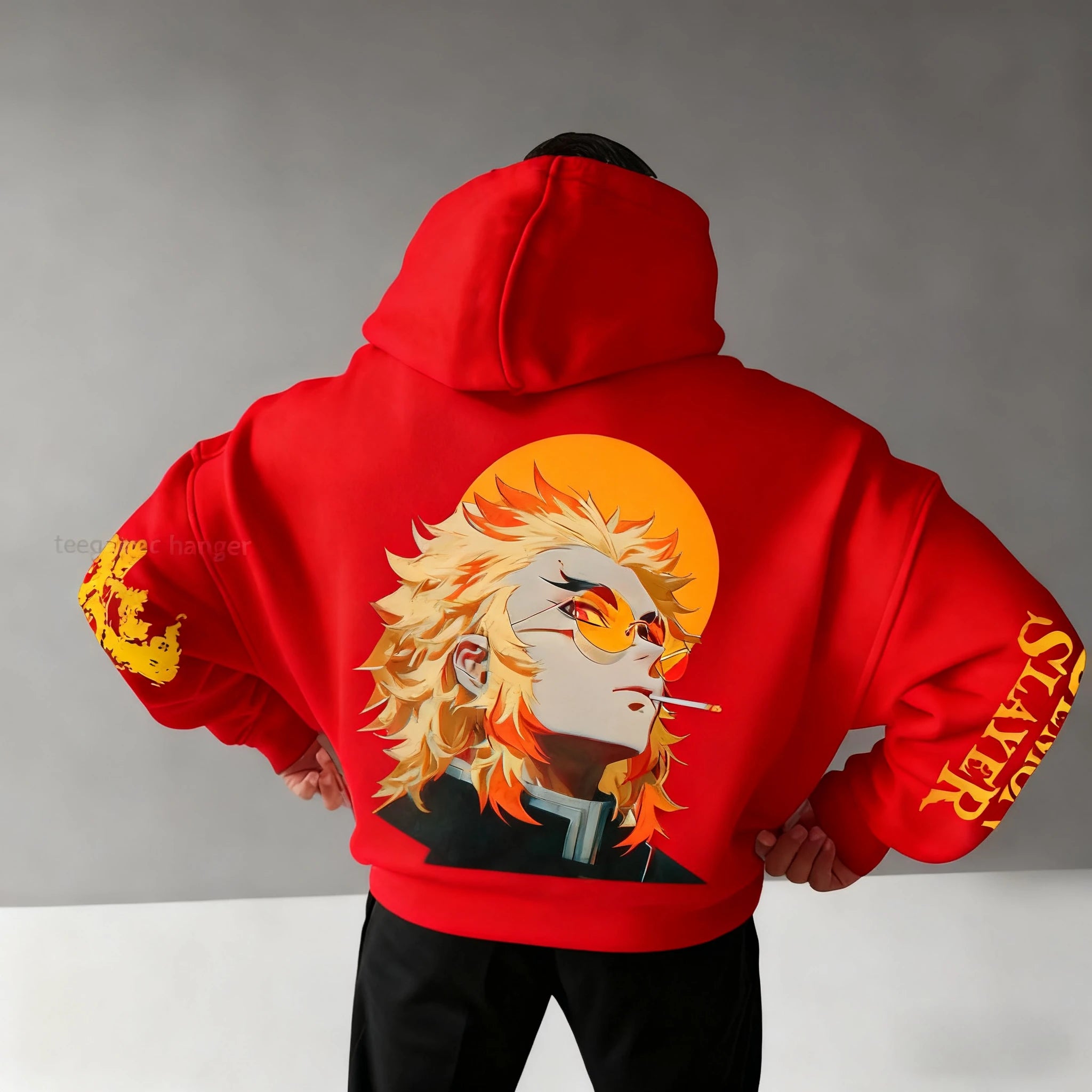 Demon Slayer Anime Autumn/Winter Men's New Rengoku Kyoujurou Printed Loose Casual Harajuku Parent Child Sweater Top