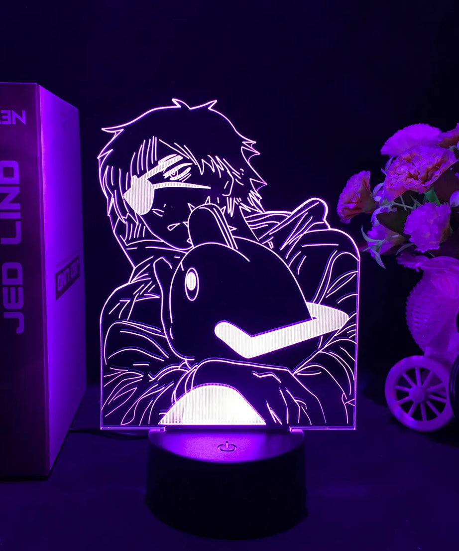Anime Chainsaw Man Led Acrylic Stand Denji Power Makima Action Figure For Kids Bedroom Decor Nightlight Birthday
