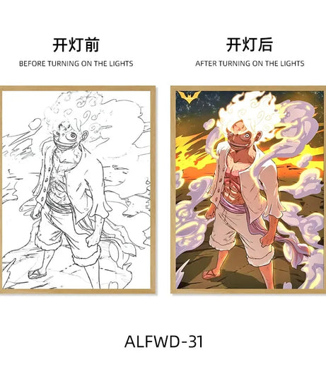 Sun God Nika Luffy Light-Up Frame – One Piece LED Desktop Decor