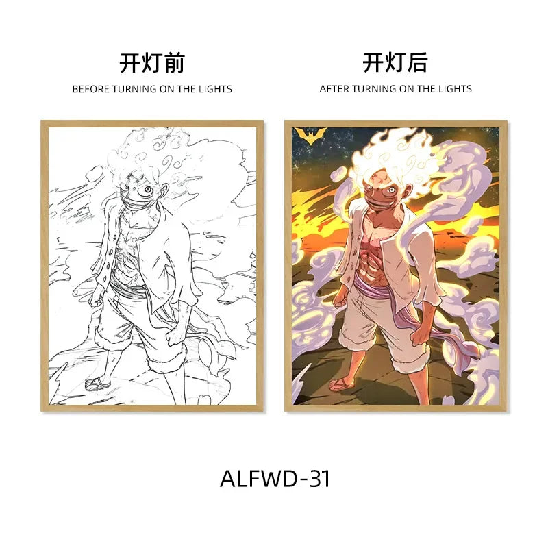 Sun God Nika Luffy Light-Up Frame – One Piece LED Desktop Decor