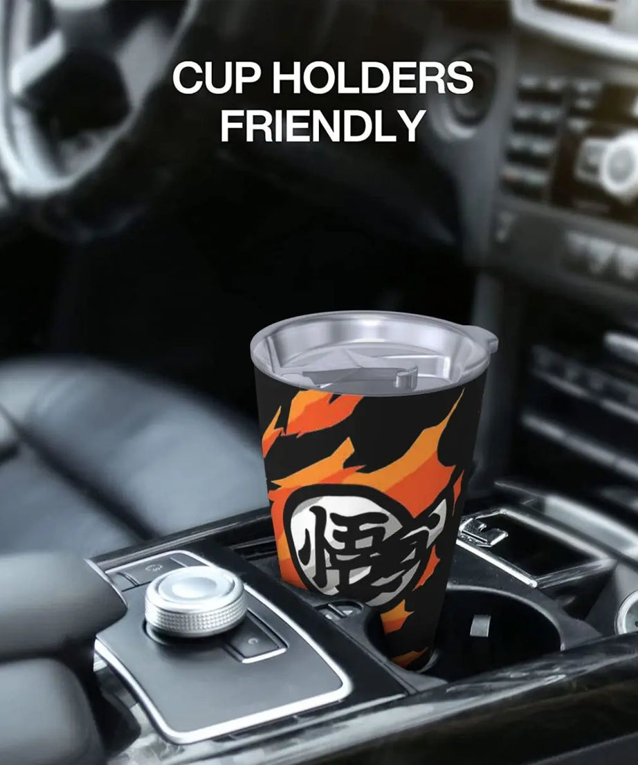 Son Goku & Vegeta DBZ Stainless Steel Tumbler – Double Wall Hot & Cold Cup with Straw