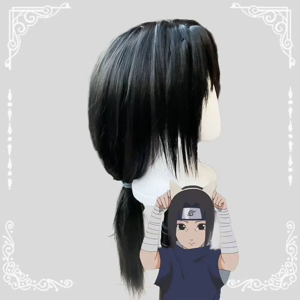 Anime Naruto Itachi Uchiha Cosplay Wig – Heat Resistant Synthetic Black Wig for Adults 4