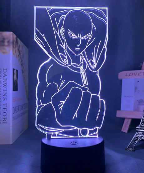 One Punch Man Saitama Figure Led Night Light Lamp for Home Decoration Nightlight Cool Manga Store Decor Ideas Table 3d Light