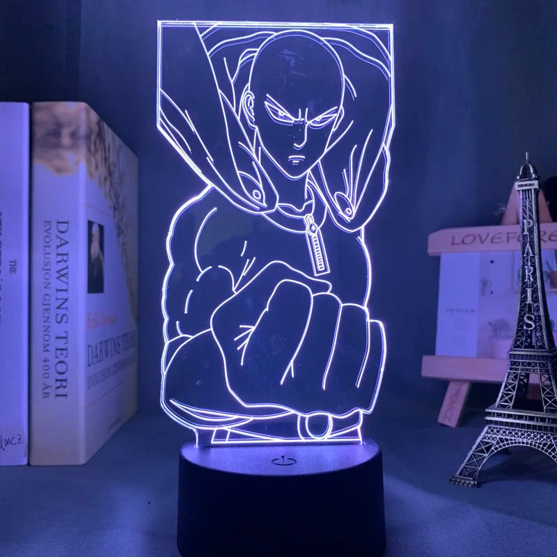 One Punch Man Saitama Figure Led Night Light Lamp for Home Decoration Nightlight Cool Manga Store Decor Ideas Table 3d Light
