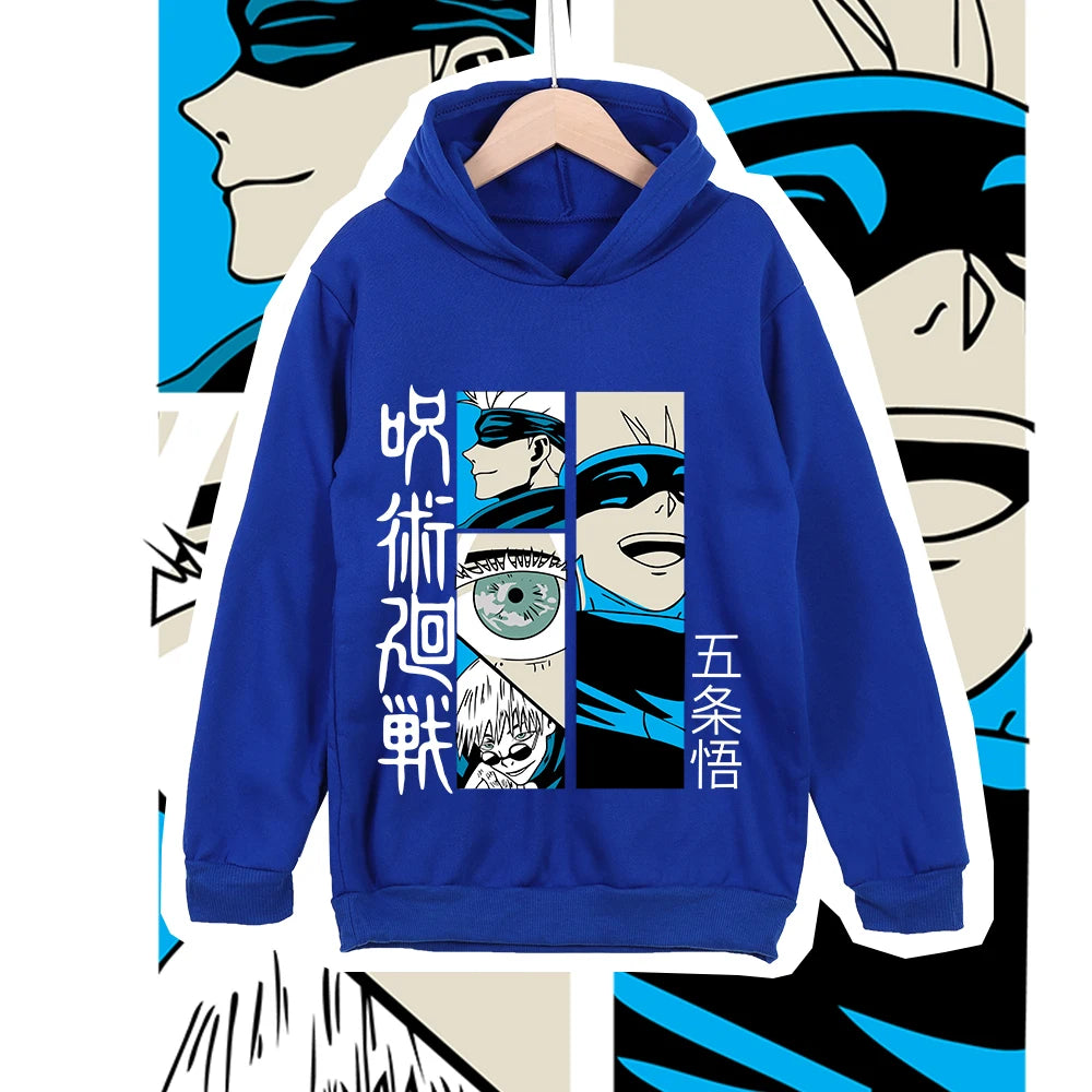 Jujutsu Kaisen Satoru Gojo Kids Anime Hooded Sweatshirt – Children's Cosplay Pullover 4
