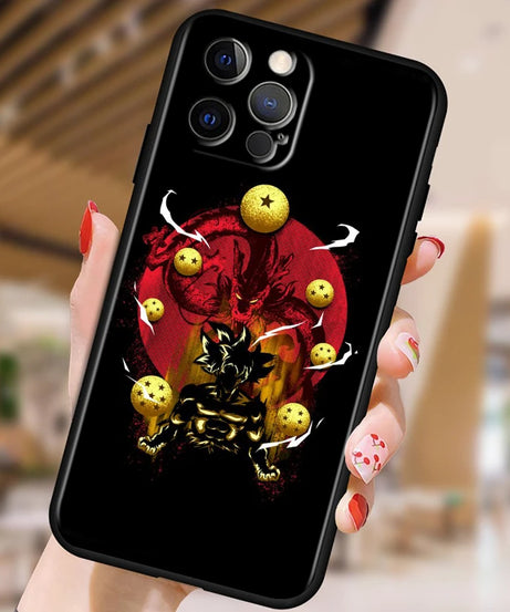 Dragon Ball Z Black Soft Case for iPhone 15/14/13/12/11/XS/X/8/7/SE