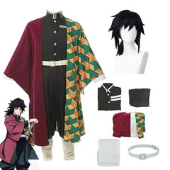 Anime Demon Slayer Tomioka Giyuu Cosplay Costume – Uniform & Wig Set